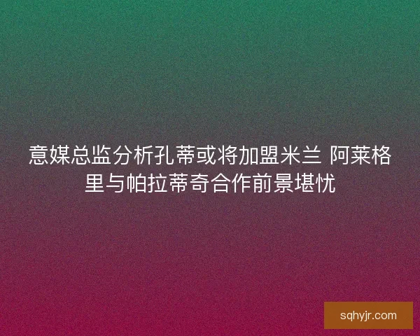 意媒总监分析孔蒂或将加盟米兰 阿莱格里与帕拉蒂奇合作前景堪忧