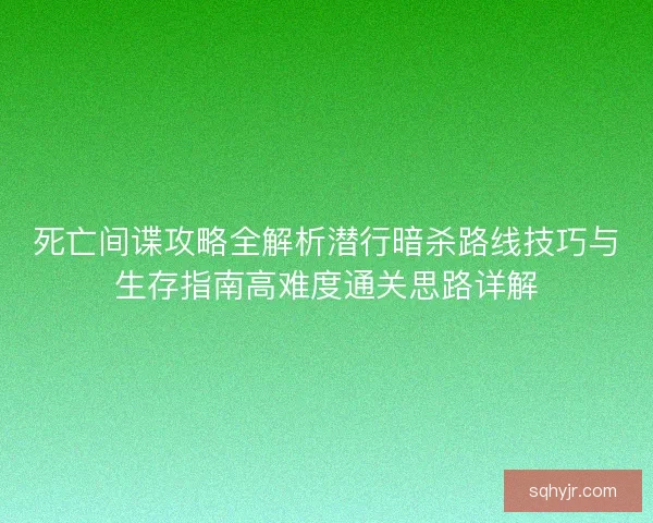 死亡间谍攻略全解析潜行暗杀路线技巧与生存指南高难度通关思路详解