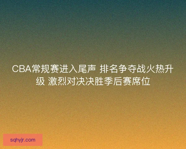 CBA常规赛进入尾声 排名争夺战火热升级 激烈对决决胜季后赛席位
